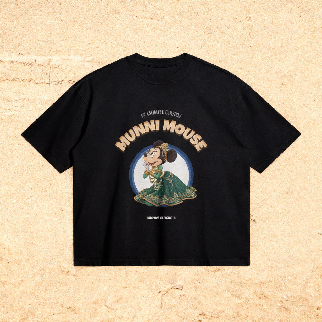 Munni Mouse Oversized Shirt - Green Lehenga